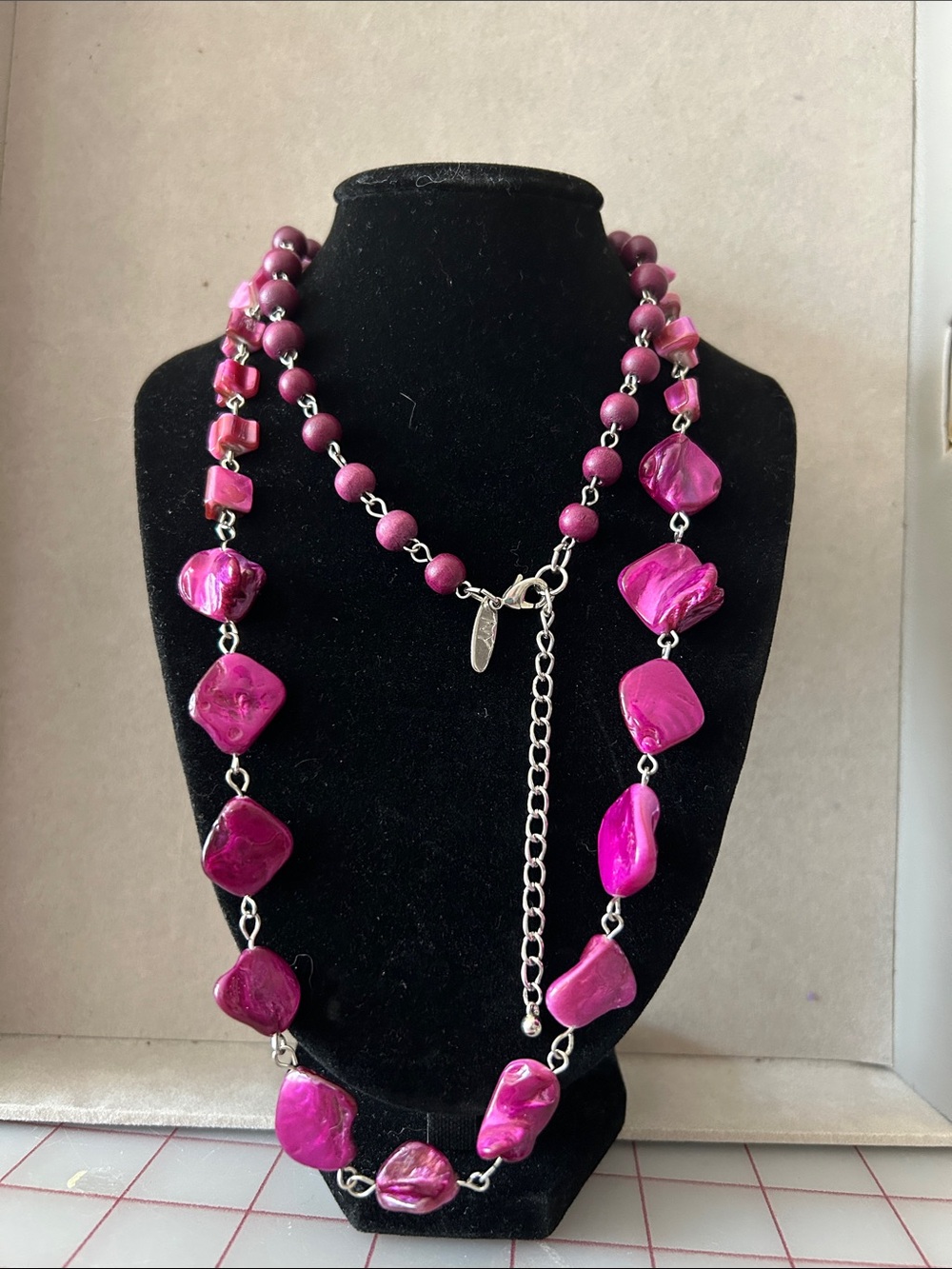 New York & Company Hot Pink Bead Statement Necklace